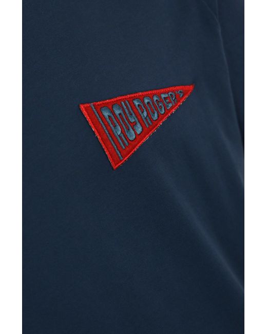 Roy Rogers Blue Cotton T-Shirt With Logo Patch for men