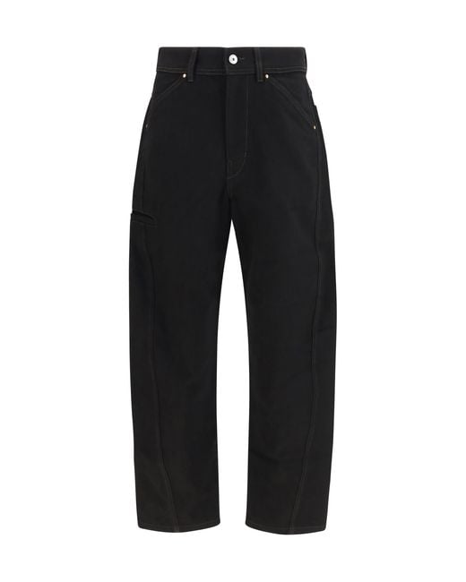 Lemaire Black Twisted Workwear Pants Cotton for men