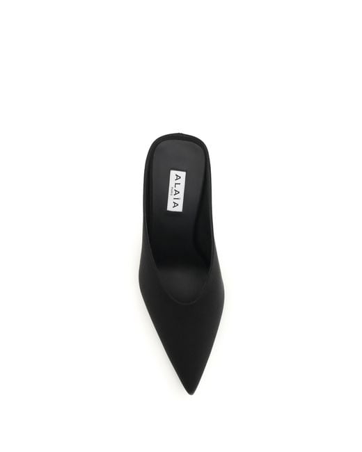Alaïa Black Wedge Mules Satin Silk Pumps