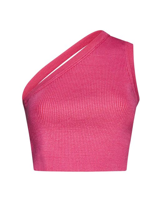 Jacquemus Pink Ascu Knit Linen-blend Top