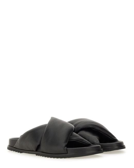Rick Owens Black Leather Slide Sandal for men