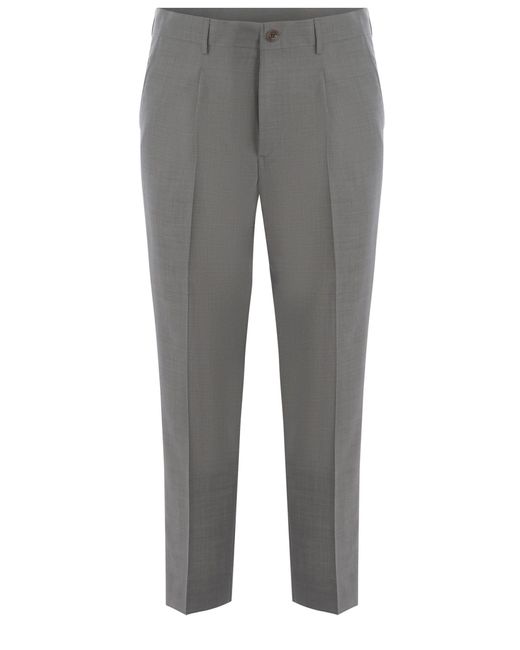 Costumein Gray Trousers Valerio Made Of Wool Canvas for men