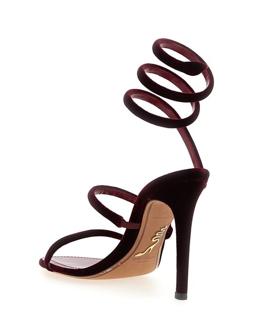 Rene Caovilla Metallic Textile Stiletto Heel Sandals