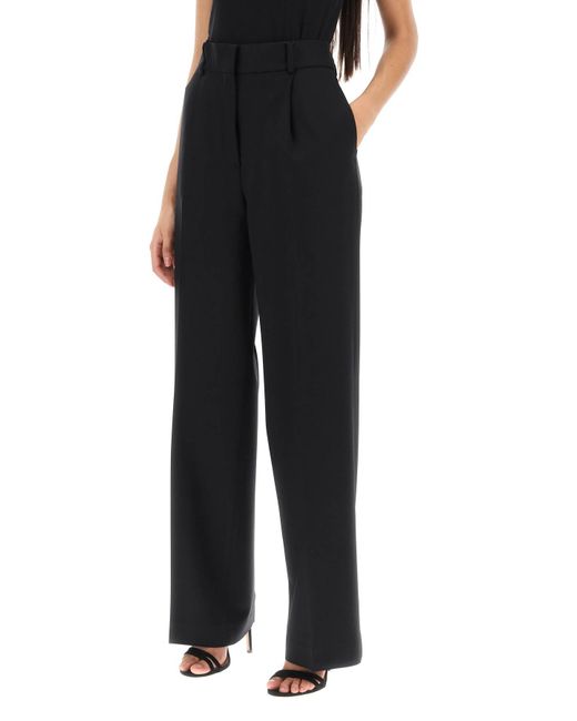 MSGM Black Tailoring Pants With Wide Leg