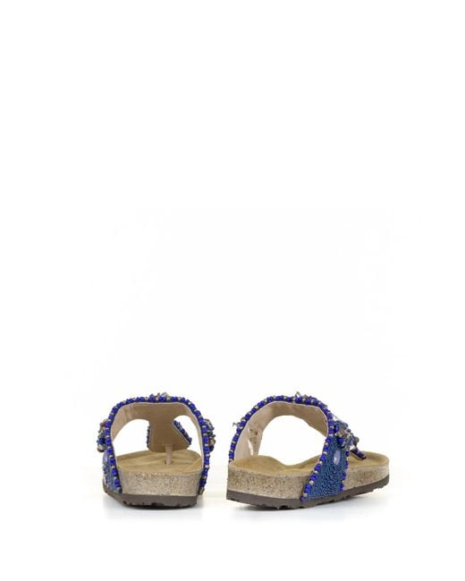 Maliparmi Blue Flip-Flops With Jewelery Embroidery On Beads