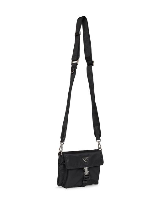Prada Black Smartphone Case With Shoulder Strap Recycled Polyamide Messenger Bags for men
