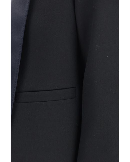 Tom Ford Blue Cropped Single-Breasted Jacket-Deep/Deep Wool
