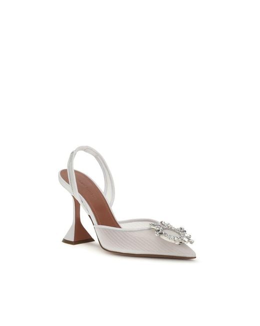 AMINA MUADDI White Polyester High Heel Pumps