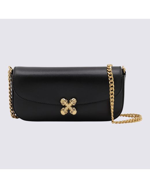 Alexander McQueen Black Skull Flower Leather Shoulder Bag
