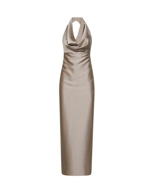 Blanca Vita Natural Taupe Satin Antea Long Dress