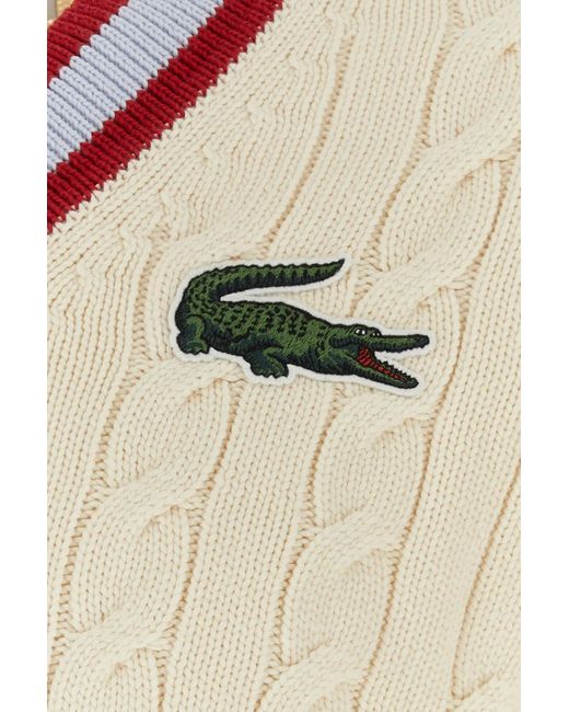 Lacoste White Sand Cotton Blend Sweater