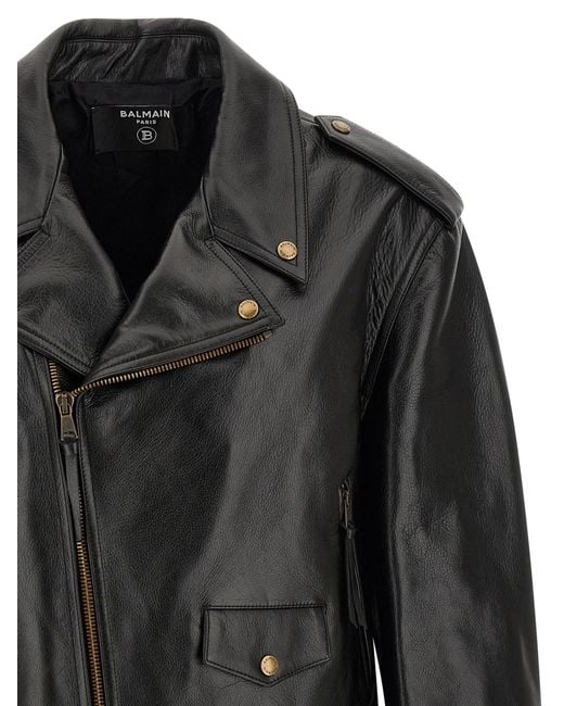 Balmain Black Biker Jacket for men