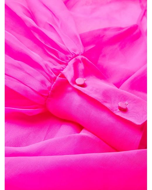 Valentino Pink Bow-Detail Organza Silk Blouse