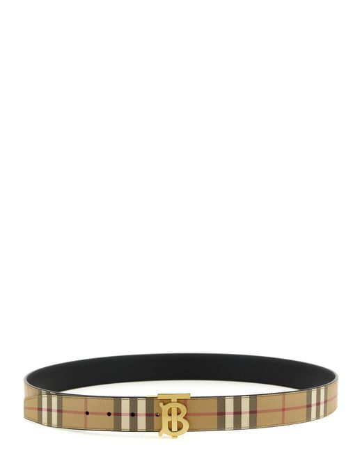 Burberry White Tb Buckle Reversible Belt