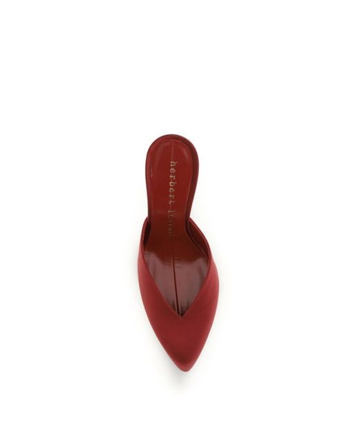 Herbert Levine Red Sitting Pretty Mules Silk Pumps