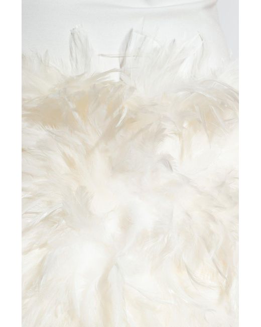 The Attico White Fujiko Feather-trimmed Minidress