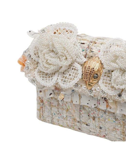 Kurt Geiger White Mini Tweed Kensington Crossbody Bag