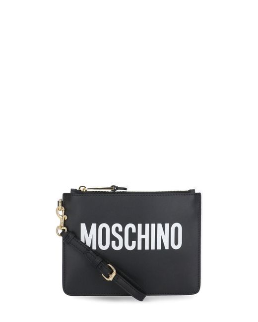 Moschino Leather Pochette in Black | Lyst