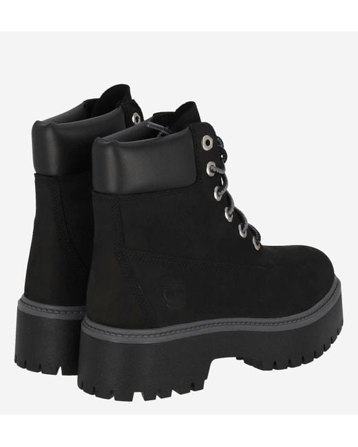Timberland Black Stone Street Leather Platform Ankle Boots