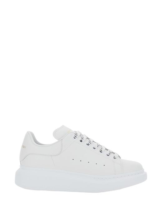 McQueen White Low Top Sneakers With Logo Lettering On Tongue And Heel