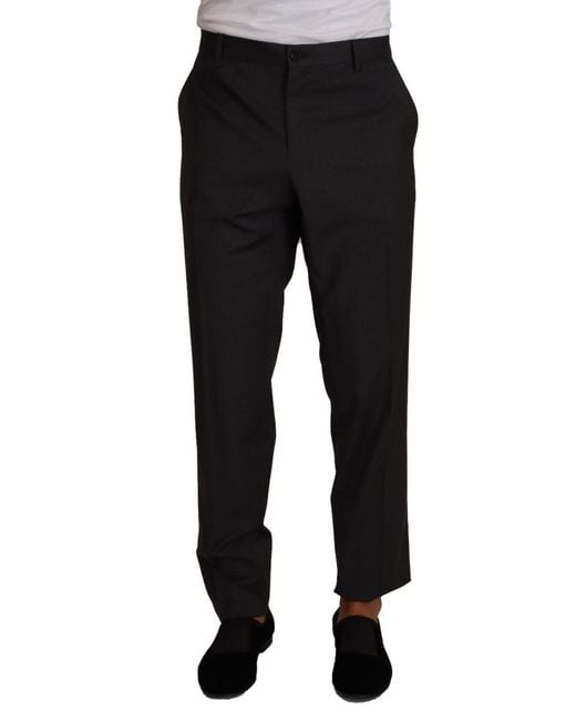 Dolce & Gabbana Black Elegant Wool Dress Trousers for men
