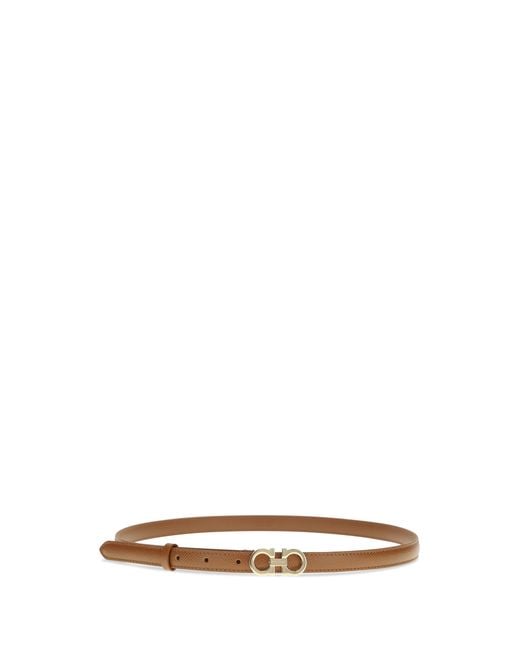 Ferragamo White Gancini Leather Belt Calf Bos Taurus E Braces