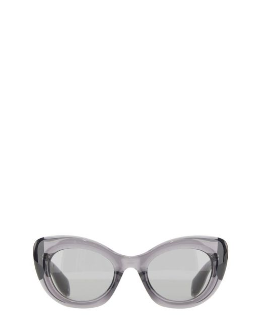 Alexander McQueen White Cat-Eye Sunglasses The Curve