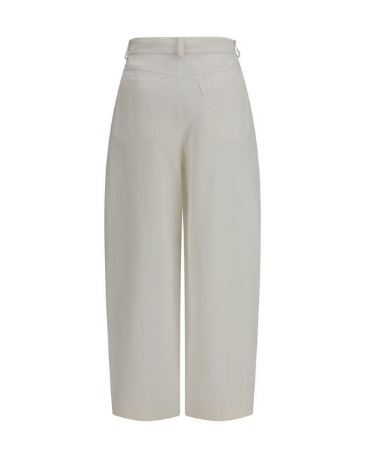Brunello Cucinelli Gray Barrel Fit Jeans With Pockets Silk; Acetate
