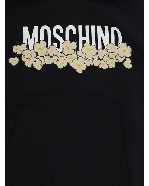 Moschino Black Hoodie Boy Cotton Hoods & Sweatshirts for men