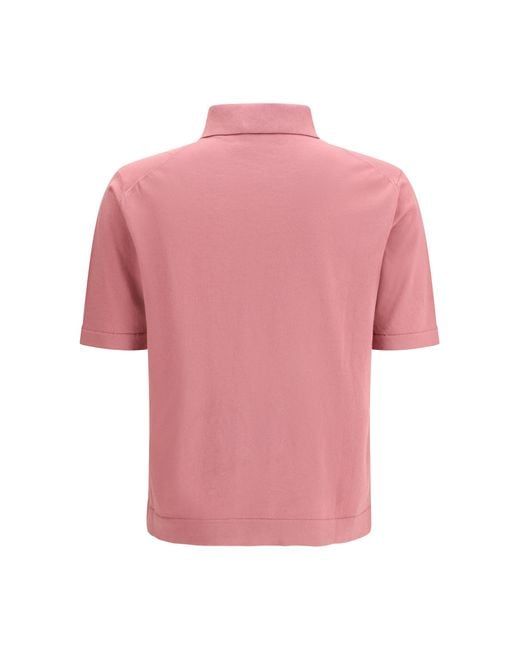 Piacenza Cashmere Pink Cotton Polo With Classic Collar Shirts for men