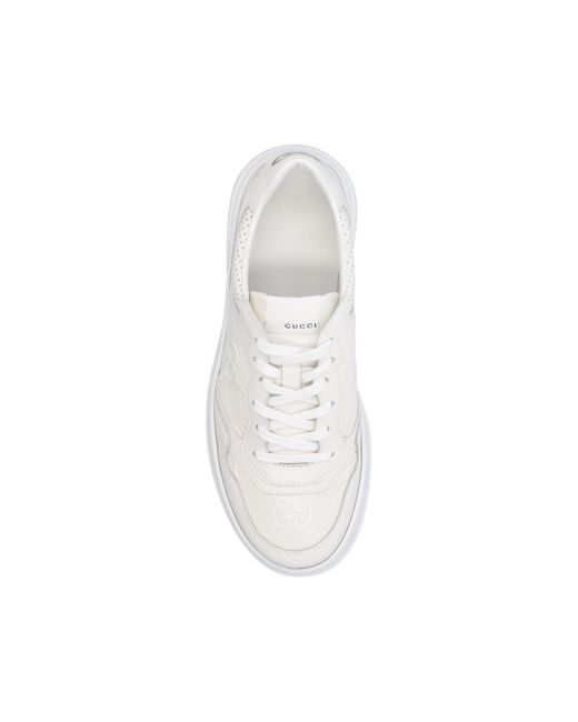 Gucci White Gg Embossed Sneakers for men