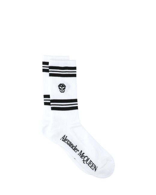 Alexander McQueen White Skull Socks for men