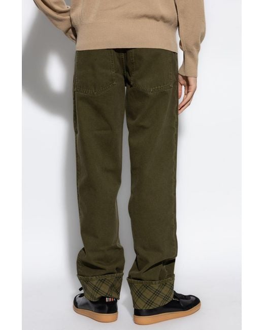 Burberry Green Jeans With Rolled-Up Legs for men