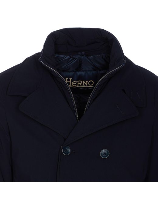 Herno Blue Double Breasted Button Washington Peacoat for men