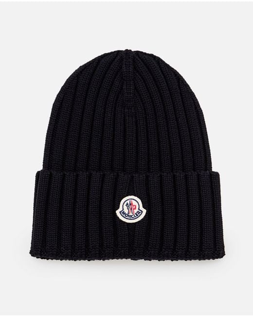 Moncler Black Logo Beanie Hat
