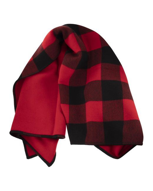 Woolrich Red Pure Wool Check Scarf for men