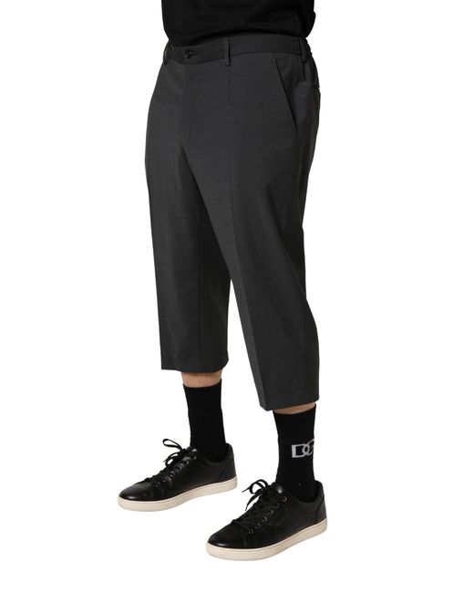 Dolce & Gabbana Black Wool Cropped Chino Trouser Pants Elastane Polyester for men