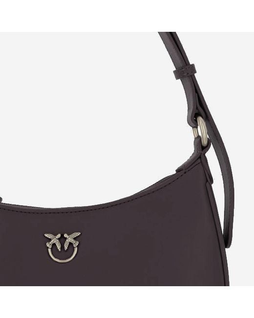 Pinko Black Shoulder Bag Simply Love Half-Moon Leather