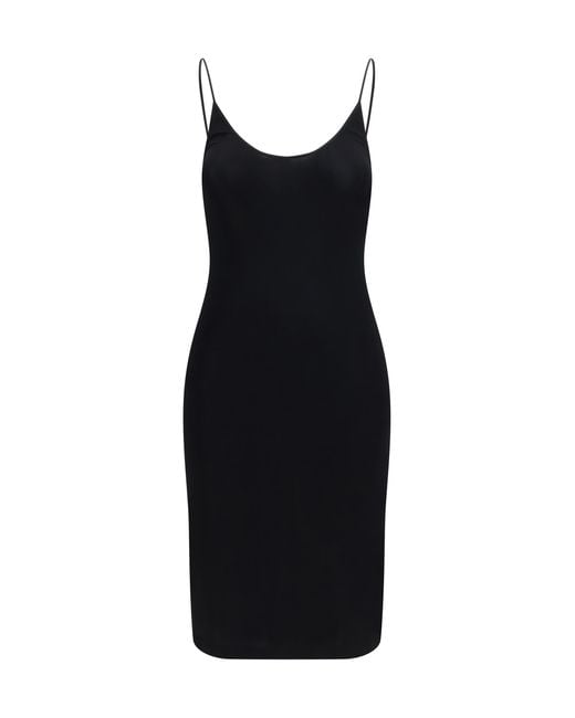 Saint Laurent Blue Dress Cassandre Open-Back Ribbed-Knit Viscose