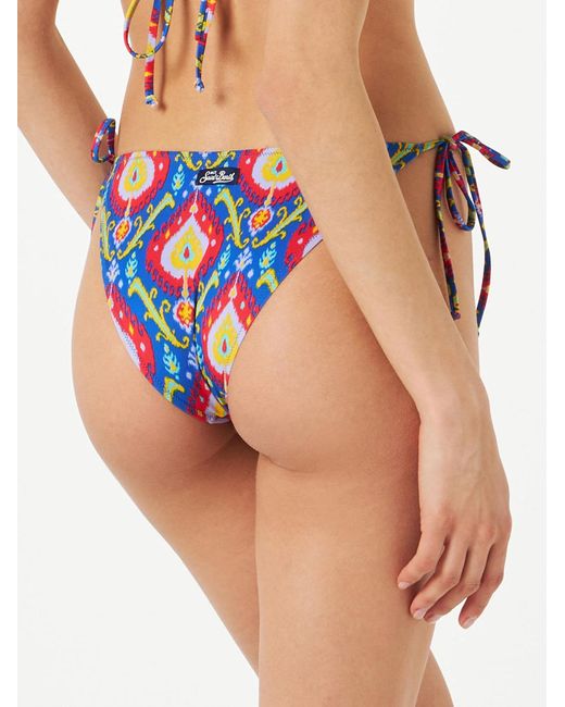 Mc2 Saint Barth Blue Swim Briefs With Ikat Print
