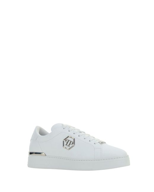 Philipp Plein White Hexagon Low Top Sneakers for men