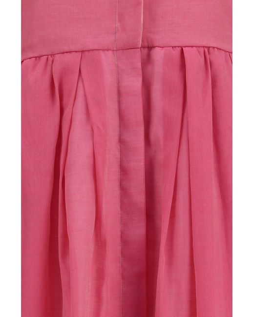 Sara Roka Pink Eglelong Dress Cotton; Silk
