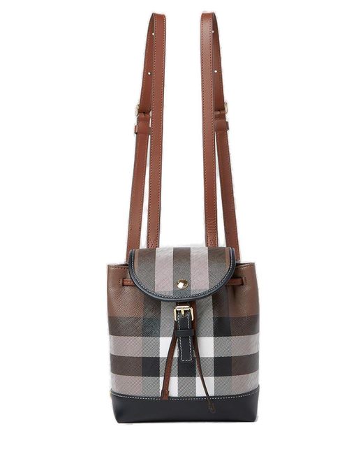 Burberry White Check Printed Micro Backpack