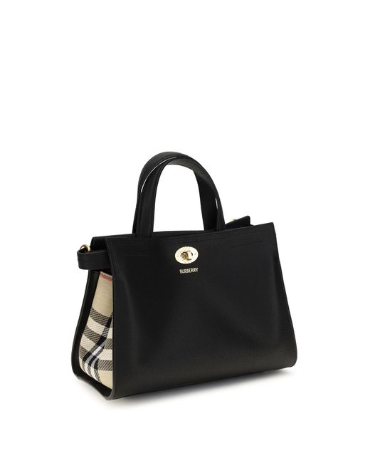 Burberry Black Mini Cotswolds Check Top Handle Bag Cotton; Polyester Handbags