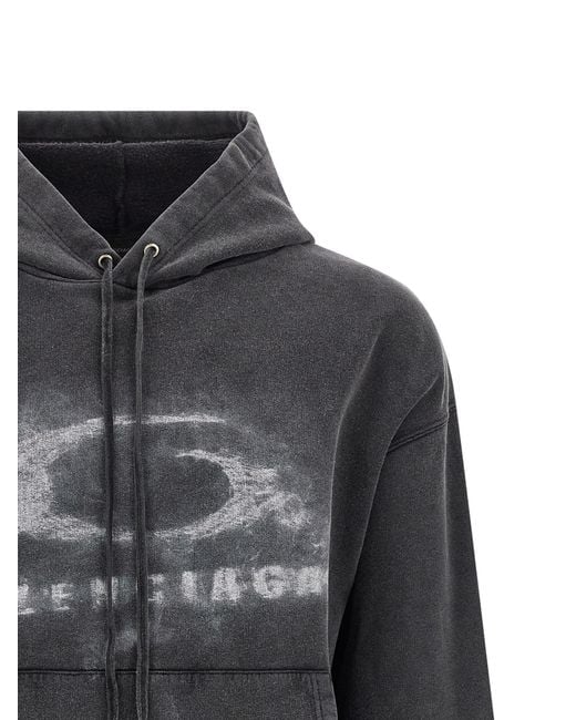Balenciaga Gray Faded Crayon Loop Oversize Hoodie for men