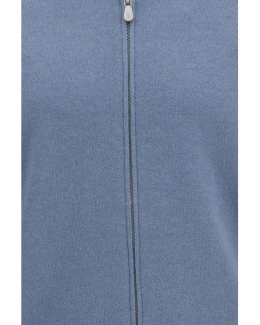 Brunello Cucinelli Blue Pure Cashmere Cardigan Kashmir/Capra Hircus for men