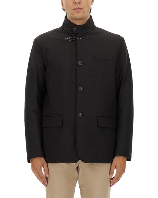 Fay Black Jacket With Hook Polyamide Elastan for men