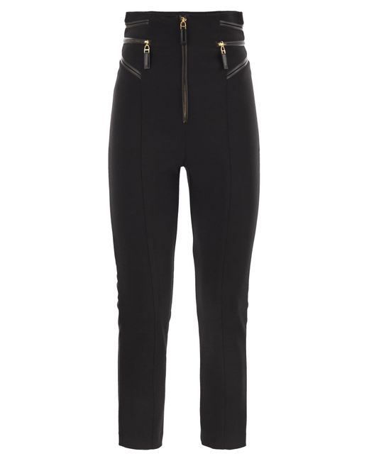 Elisabetta Franchi Black Crepe Trousers With Zip Details