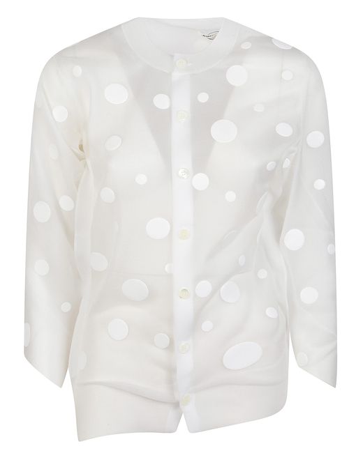 Junya Watanabe White Polka-Dot Knitted Cardigan