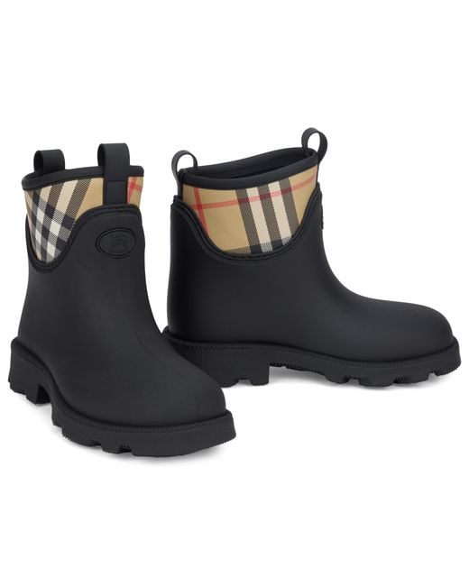 Burberry Black Rubber Boots Synthetic